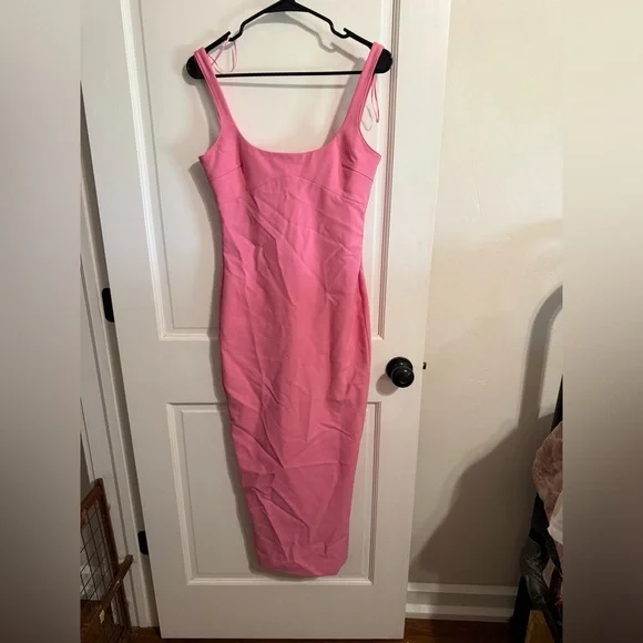 Zara Sleeveless Structured Pink Midi Dress NWT - Picture 5 of 12